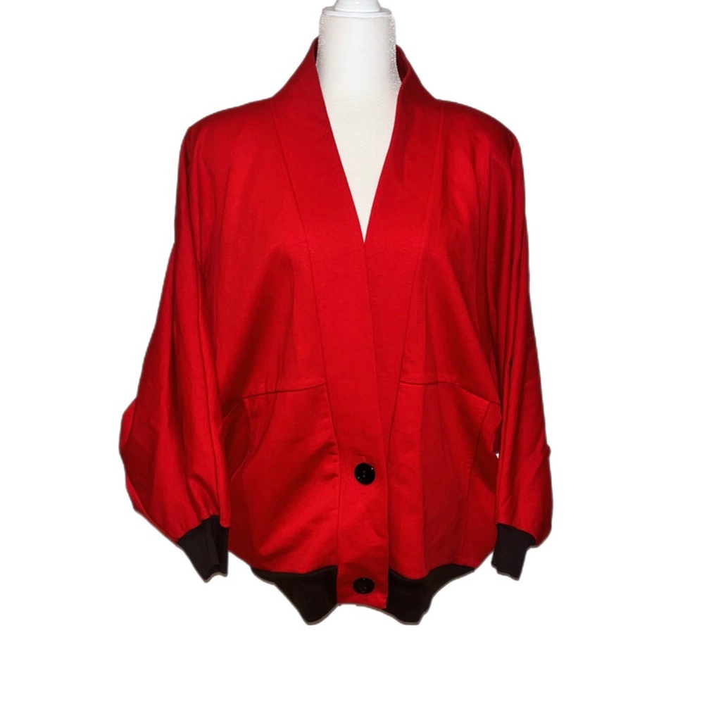 Vintage Women's Long Island Express Red Dolman Batwing Jacket Size unknown